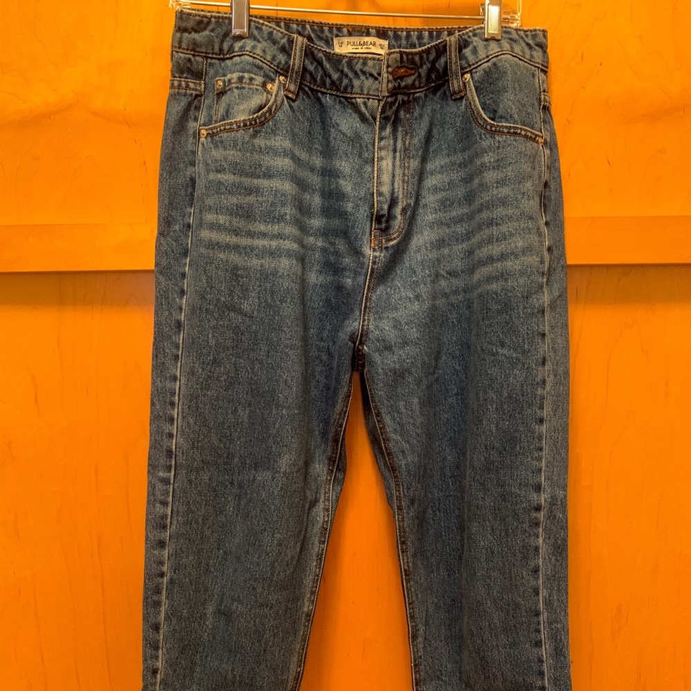 Blue High-Rise Boyfriend Jeans